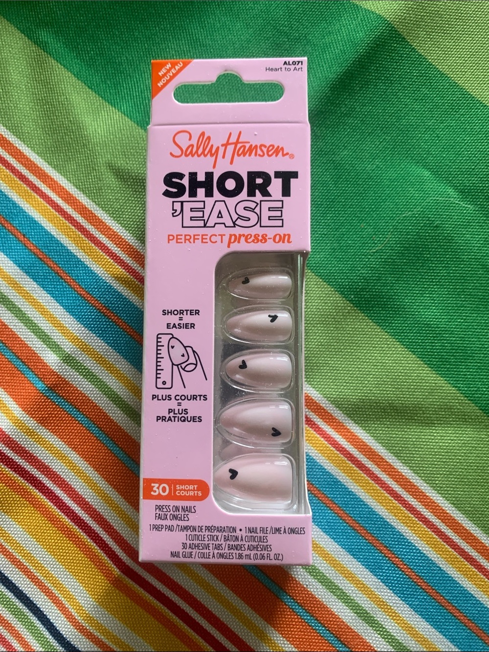 Sally Hansen Short 'Ease Perfect Press-On Nails in White with Black Heart